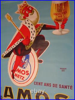 Affiche Ancienne Biere Amos Metz Raymond Gay Roi 115 X 155