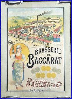 Affiche Ancienne Brasserie De Baccarat Bières Rauch Circa 1910