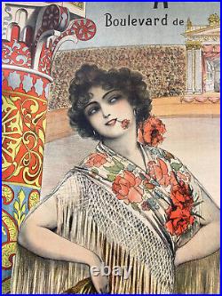 Affiche Ancienne Carmen Bizet Arenes Bordeaux Louis Galice 1901