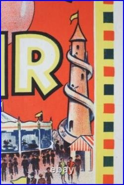 Affiche Ancienne Carnival Fun Fair Fete Forraine Anglaise Cirque Litho 1930