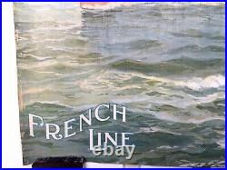 Affiche Ancienne Cgt French Line Paquebot France Bateau New York Travel Poster