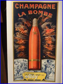 Affiche Ancienne Champagne La Bombe