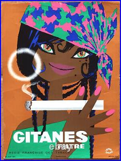 Affiche Ancienne Cigarettes Tabacs Gitanes Lefor Openo Circa 1960 25 X 33 CM