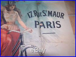 Affiche Ancienne Cycle Acatene Metropole Pneu Labrador Paris Tichon Circa 1900
