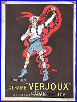 Affiche Ancienne Cycles Cycliste Vélos La Chaine Verjoux Mich Circa 1924