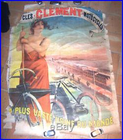 Affiche Ancienne Cycles Tricycles Motocycles Clement Pal Circa 1900