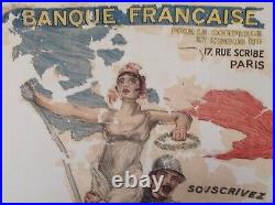 Affiche Ancienne De Guerre 1918, Explosée, Militaria, W. Malherbe, Entoilée