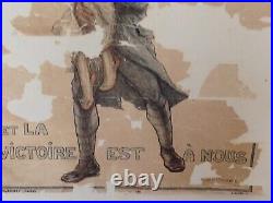 Affiche Ancienne De Guerre 1918, Explosée, Militaria, W. Malherbe, Entoilée