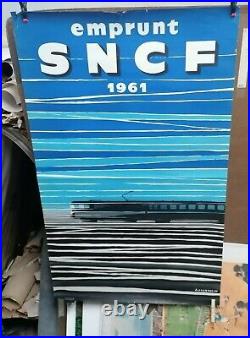 Affiche Ancienne Emprunt Sncf 1961 Jacquelin Train