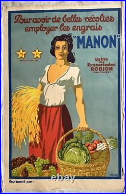 Affiche Ancienne Engrais Manon' Viano