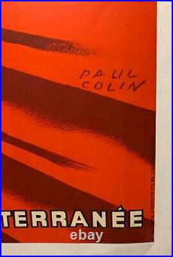 Affiche Ancienne Entoilée Cie TRANSATLANTIQUE par Paul COLIN 1948 dim 061X099