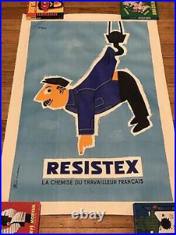 Affiche Ancienne Entoilee Raymond Savignac Resistex (1950s)