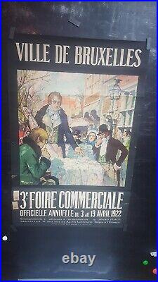 Affiche Ancienne Foire Commerciale Bruxelles 1922 98x63cm
