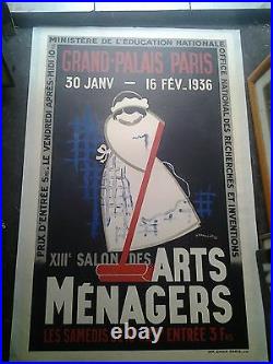 Affiche Ancienne Grand Palais Arts Menagers Paris D'ornelas 1936