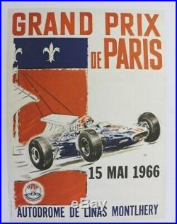 Affiche Ancienne Grand Prix France Circuit Linas Autodrome Montlhery 16 Mai 1966