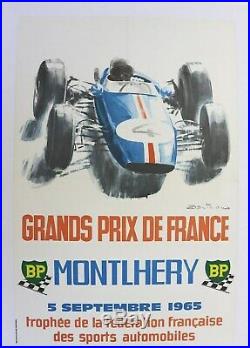 Affiche Ancienne Grand Prix France Circuit Montlhery 5 Sept 1965 Beligond