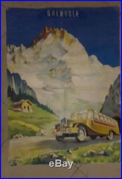 Affiche Ancienne Grenoble Autocars Ricou
