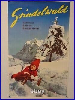 Affiche Ancienne Grindelwald Sports D'hiver Ski Suisse Switzerland Tourisme