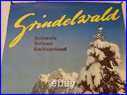 Affiche Ancienne Grindelwald Sports D'hiver Ski Suisse Switzerland Tourisme