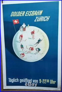 Affiche Ancienne Hockey Zurich Suisse Switzerland Schweiz F Barberis