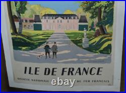 Affiche Ancienne Ile De France Chemin De Fer L F Dominique 1945