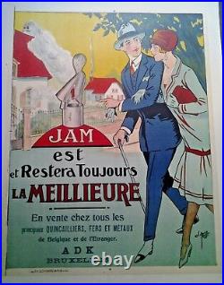 Affiche Ancienne Jam Quincaillerie Bruxelles Clerice 1925