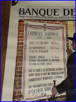 Affiche Ancienne Le Dernier Devoir Emprunt National 1920 Banque De La Seine
