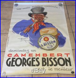 Affiche Ancienne Lithographie Henry Le Monnier Camembert Georges Bisson 1937