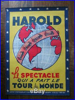Affiche Ancienne Magie Magicien Prestidigitateur Harold Tour du Monde Circa 1930