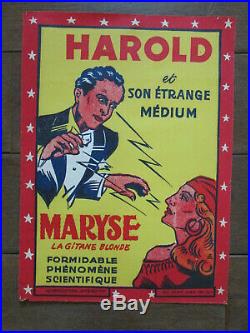 Affiche Ancienne Magie Magicien Prestidigitateur Harold et Maryse Circa 1930