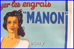 Affiche Ancienne Manon Provence Fruit Legume Bio Marseille Mourlot Viano