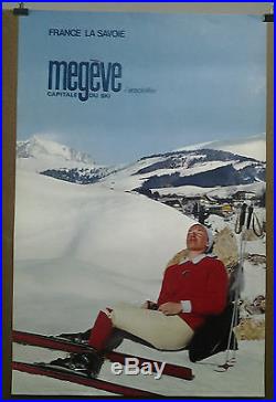 Affiche Ancienne Megeve Haute Savoie Ski Sport D'hiver 1967