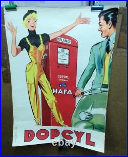 Affiche Ancienne Melange Hafa Dopcyl Scooter Vespa Cycle Moto Brenot