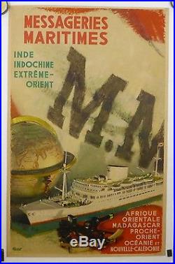 Affiche Ancienne Messageries Maritimes Indochine Extreme Orient par Brenet