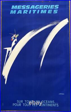 Affiche Ancienne Messageries Maritimes'lefort' Sur Tous Les Océans