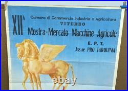 Affiche Ancienne Mostra Mercato Machine Agricole Tracteur Tarquini Italie 1961