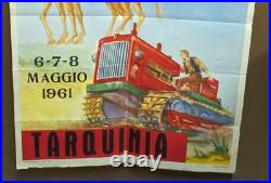 Affiche Ancienne Mostra Mercato Machine Agricole Tracteur Tarquini Italie 1961