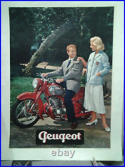 Affiche Ancienne Moto Peugeot Publicite J Bazaine 1956