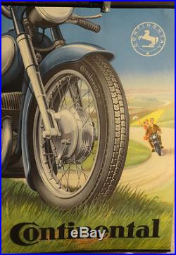 Affiche Ancienne Moto Pneu Continental