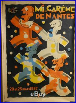Affiche Ancienne Nantes Mi-careme Fetes Deco Couleurs