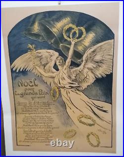 Affiche Ancienne Noel Pour La Grande Paix Guerre 1914 1918 Victor Prouve