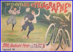 Affiche Ancienne Old Poster Cycles Telegraphe Colombes Amoureux Lesna Et Kühling
