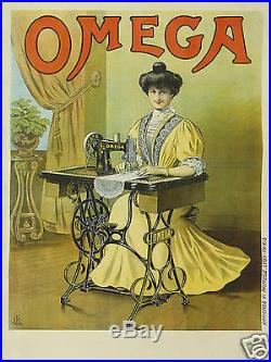 Affiche Ancienne Omega Machines A Coudre Circa 1900
