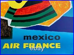 Affiche Ancienne Originale AIR FRANCE MEXICO par Guy Georget 1963