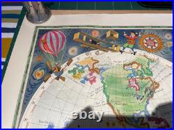 Affiche Ancienne Originale Années 50 Planisphère Aviation TAI Luc Marie BAYLE