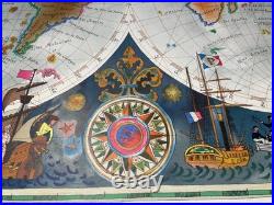 Affiche Ancienne Originale Années 50 Planisphère Aviation TAI Luc Marie BAYLE