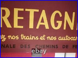 Affiche Ancienne Originale Bretagne SNCF visitez la France 1953