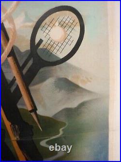 Affiche Ancienne Originale Cassandre Italie montagnes golf sport 1935 entoilée