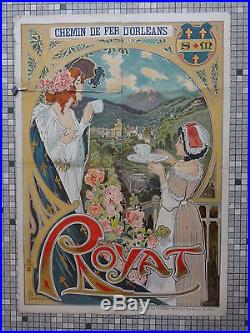 Affiche Ancienne Originale Chemin de Fer d'Orleans Royat Sig L. Trinquier-Trinon