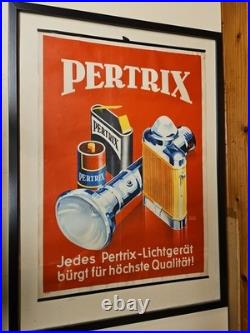 Affiche Ancienne Originale Lampe de poche PERTRIX allemand 1930-40